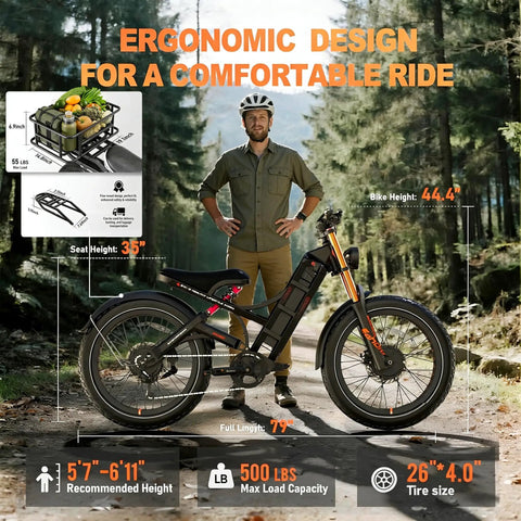 Dual Motor Electric Bike With 5600W Output And 50 MPH Speed Gives Adults A Badass Ride featuring ergonomic design and 26-inch tires.