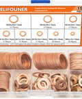 Copper Washers Kit 150Pcs 8 Sizes Metric Sealing Flat Washers Set For Plumbing And Auto organized in labeled compartments