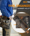 Heavy Duty Camo Tool Belt Set With Adjustable Pouches For Electricians And Carpenters with hammer holster and pouches.