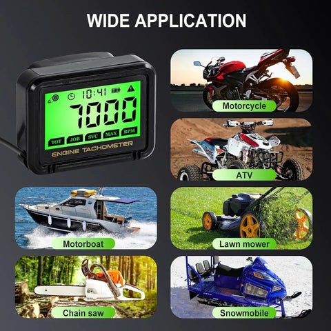 Digital Tachometer With RPM Alarm And Hour Meter, The Go-To Compact Small Engine Gauge for various vehicles applications