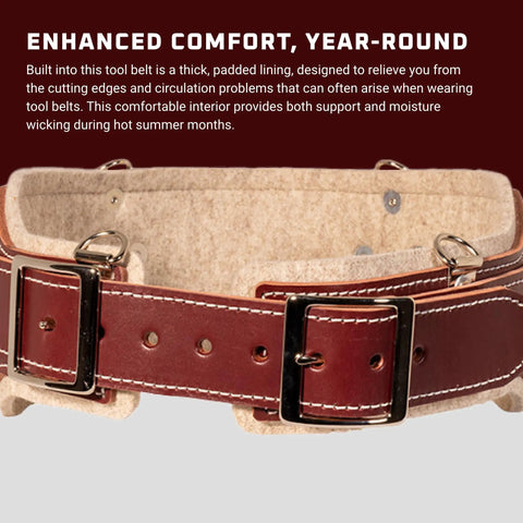 OxyRed Small, 5in wool-lined belt with 2in leather overbelt, Stronghold Comfort Belt System 5 Inch Work Belt With 2 Inch Leather Overbelt