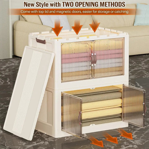 Super Spacious Foldable Storage Bin With Dual Opening Doors For No Sweat Home Organization Stackable Design Keeps Living Rooms Bedrooms And Toy Rooms Fully Stocked And Ready To Roll