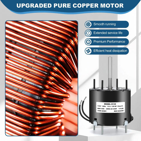 3.3 Inch Frame Shaded Pole Motor 1/20 HP, 1550 RPM, pure copper coils, for HVAC