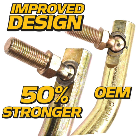 Adjustable LH RH Steering Drag Link Set Fits 436884 436885 532436884 532436885 583513301 583513401 For Lawn Tractors And Outdoor Power Gear With 4130 Steel Zinc Coating 360 Degree Crimp 50 Percent Stronger Includes 2 Sector Gear Caps, zinc steering drag links