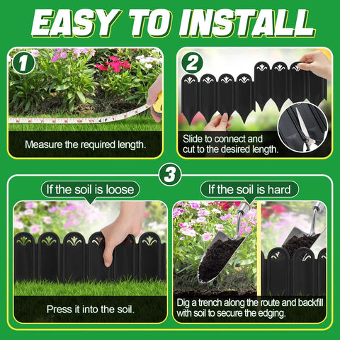 Easy installation guide for Thickened Sturdy Garden Edging 15Ft Raised 4.3 Inch Plastic Flower Bed Border No Sweat Easy Install