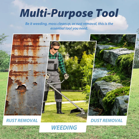 10 Inch Universal Weed Brush Cutter Head For String Trimmers With 10mm Drive Shaft, Rugged Beast Of A Heavy Duty Steel Weed Eater Attachment multi-purpose uses including rust, dust, and weed removal on pavement, brick, and driveway.