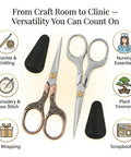Ultra Sharp 5 Inch Embroidery Scissors 2 Pack Precision Snips For Crafting Crochet Sewing Paper Cutting And Fabric Work Razor Blade Shears on display with sheaths