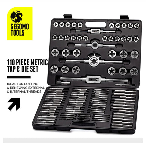 110 Piece Hardened Alloy Steel Metric Tap And Die Set With Storage Case For Pro Grade Precision Threading And Rethreading Of External And Internal Threads In Metalworking Projects