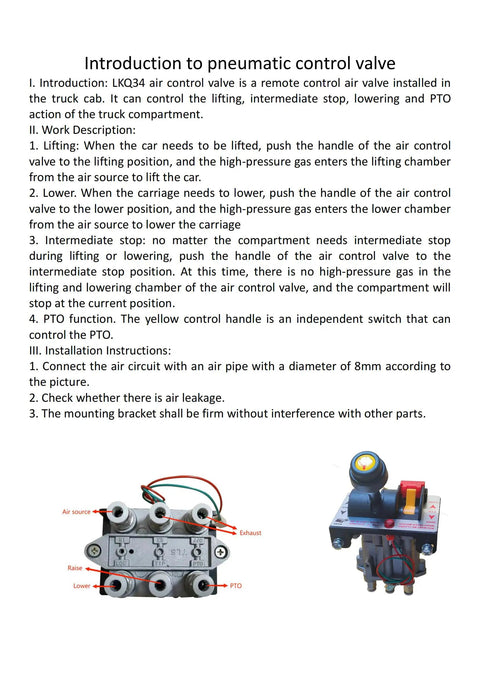 Pto Control Valve Dual Valve Air Kit For Heavy Duty Dump Truck Tipper Bed Lifter With Kickout Switch Pneumatic Cab Controls And Ten Meter Hose Runs Smooth Like Butter On A Rig