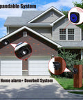 Long Range Wireless Driveway Alarm Kit With 2 Receivers And 3 PIR Motion Detectors installed on a house and fence.