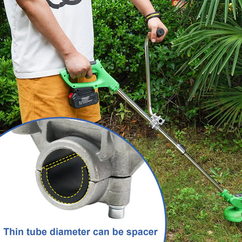 Person using Ergonomic Weed Eater Handle Grip For Trimmers With Adjustable Position And Bracket Clamp Upgrade on lawn