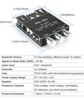 Dope Dual Chip Bluetooth Amplifier Board 100W Per Channel 200W Total For Home Audio With AUX Input And Wireless Bluetooth Support Wide 12 To 24V Input Class D visible with dimensions and specifications