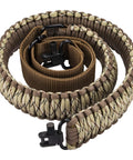 Two Point Paracord Rifle Sling With 39 To 50 Inch Adjustable Length 550 Paracord Built Tough Durable Outdoor Camo Brown Gear For Hunting Range Hiking And Field Use Ready To Go coiled with clips