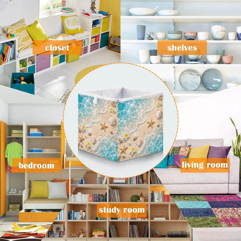 Kjdsxld Fabric Storage Bin Collapsible With Handles For Organization A457 shown in various room settings for versatile use.