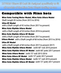 Compatibility list for Minn Kota Ulterra lift belt kit, including models and shaft lengths from 2015 to 2017.