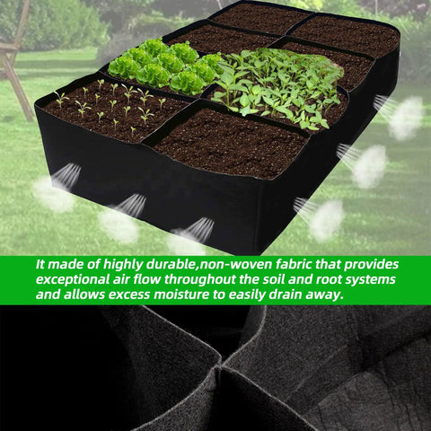 Fabric Raised Garden Bed Kit 128 Gallon With Eight Plant Grow Bags 3x6 Ft Planter for Vegetables and Flowers