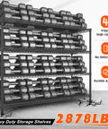 60 Inch Wide Beefy Heavy Duty On Wheels Wire Shelving Rack With Adjustable Shelves Built For Garage Pantry Kitchen Basement Warehouse School Or Office Use For Home And Business Storage Solutions loaded with dumbbells