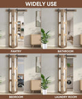 Bifold Glass Barn Door Kit 36 Inch With Hardware Included, shown installed in pantry, bathroom, bedroom, and laundry room.