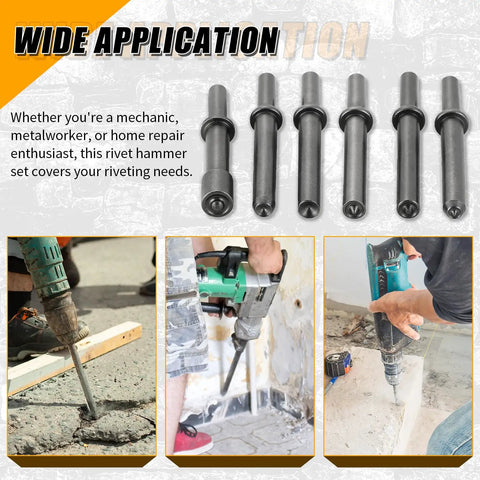 Heavy Duty Air Rivet Hammer Tools Kit 7 Piece Set With 6 Beefy Rivet Hammer Bits And Spring Pneumatic Riveting Chisel Kit