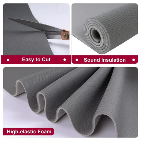 SBWLKJ dark gray headliner fabric with foam backing for car roof; 60 in W × 76 in L; easy to cut; sound-insulating.