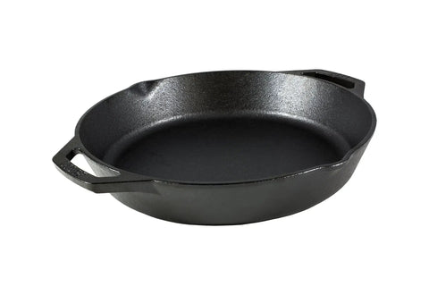 Cast Iron Dual Handle Skillet 12 Inch Preseasoned Black with Even Heat Distribution and Secure Grip Handles