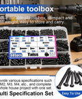 Heavy Duty M2 M3 M4 Phillips Pan Head Self Tapping Wood Screws Assortment Kit 685 Piece Set in portable toolbox for easy access.