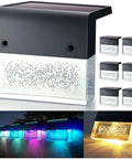 6 Pack Solar Deck Lights LED 10 Lumen Outdoor Lighting For Fence Patio Garden Yard Backyard Waterproof With 2 Lighting Modes Warm White Color Changing Acrylic Bubbles.