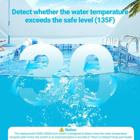 Detect safe water temperature with High Limit Switch Replacement 42001-0063S for Pentair Sta-Rite MasterTemp and Max-E-Therm heaters.