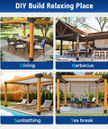 Heavy Duty 6x6 Pergola Brackets Kit With 2mm Steel Welded Construction And Powder Coated Finish For Outdoor Gardens shown in various uses.