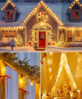 Lit Outdoor 50 Feet LED Globe String Lights With 25 Bulbs Energy Saving Waterproof Hanging Lights on snowy house and decorations