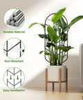 Heavy Duty 2 Pack 30 Inch Metal Plant Trellis For Climbing Plants, shown with a potted plant indoors in living room.