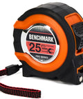 Three Pack 25 Foot Tape Measures With Easy Read Fractions To One Eighth Inch, Magnetic Tip, Quick Lock Tension, ABS Rubber Housing
