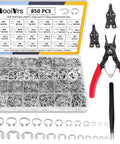 850 Pieces C Clip And E Clip Retaining Rings Set With Snap Ring Pliers And Tweezers In 24 Sizes Stainless Steel 304 For Auto Repair Machinery And DIY Projects
