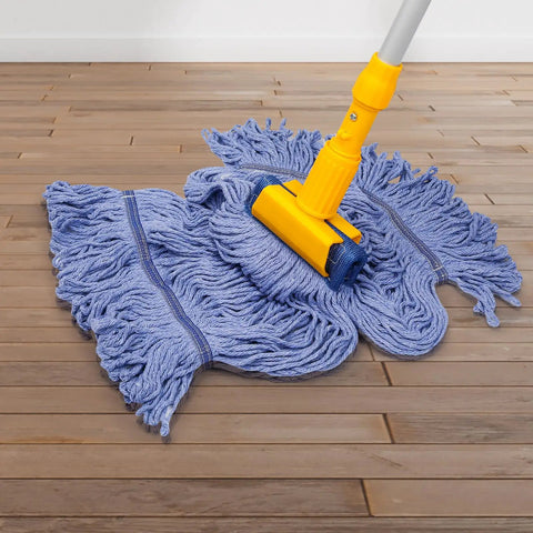 2 Pack Workhorse Mop Head Replacement For Commercial Floor Cleaning Ultra Absorbent Wet Mop Head with blue cotton rope