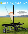 48 Inch Tow Behind Lawn Dethatcher Rake With 24 Spring Steel Tines And Lift Handle, Heavy Duty Lawn Attachment for ATVs
