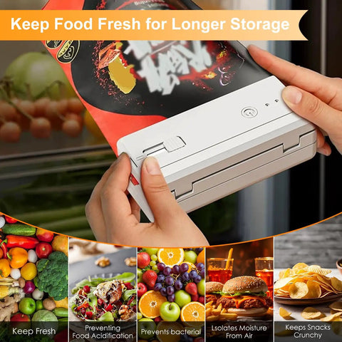 Hand using 2 In 1 Bag Sealer And Cutter Portable USB Rechargeable Heat Sealer for snack bags to keep food fresh.