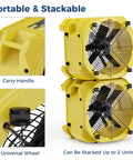 No Sweat Heavy Duty Industrial Air Mover And High Velocity Floor Blower Beast For Rapid Carpet Drying Job Site Essential 3000 Cfm Workhorse with carry handle and universal wheel.