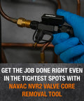 Valve Core Removal Tool For HVAC Quick Recovery And Evacuation, Dual Size Fittings One Quarter Inch And Five Sixteenths Inch In One Tool, R-410A Vacuum Rated To Twenty Microns, Durable Metal Handle