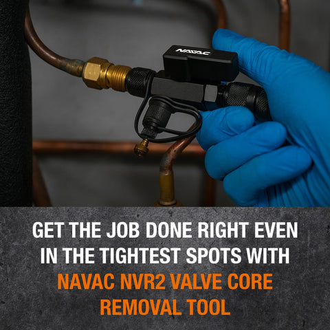 Valve Core Removal Tool For HVAC Quick Recovery And Evacuation, Dual Size Fittings One Quarter Inch And Five Sixteenths Inch In One Tool, R-410A Vacuum Rated To Twenty Microns, Durable Metal Handle