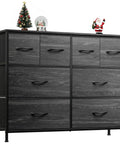 Eight Drawer Fabric Dresser for Bedroom and Beyond, Roomy Chest of Drawers Storage Organizer in Charcoal Black Wood Grain Print
