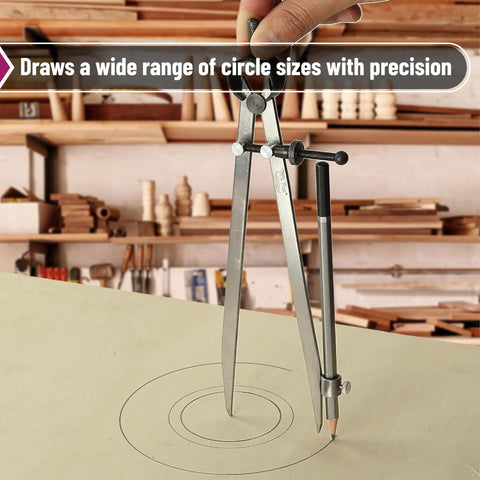 Professional All Metal Drafting Compass With Lockable Slider And Pencil Holder Slick Divider Tool built rock solid, drawing circles.