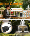 Weatherproof Outdoor Smart Plug With 2.4GHz WiFi Three Individually Controlled Sockets 15A 1875W interfaces with Alexa by a fountain