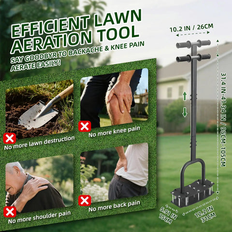Lawn Aerator For Clay Soil With Kick To Unclog Easy Clear Design And Bolt On Base That Never Breaks 11 Heavy Duty 3.5 Inch Spikes