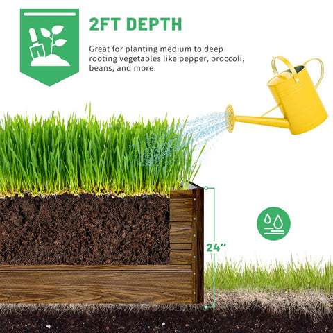 Two Pack 4x2x2 Ft Raised Garden Beds Outdoor Galvanized Planter Boxes Deep Root Planter For Veggies Flowers And Herbs Brown Finish