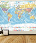Dope Large World Map Tapestry For Wall Decor Travel Theme Party Vibe Geography Classroom Poster Easy Care Polyester Spandex Blend