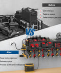 Power Tool Organizer Wall Mount With Built In Charging Station, 8 Outlet Power Strip, 3 USB PD Ports, 8 Drill Holders