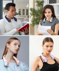 Portable Neck Fan With 4000mAh Battery Rechargeable Personal Cooler With 3 Speed Settings And 64 LED Lights in use by various people