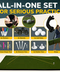 5x4 Premium Pro Grade Golf Hitting Mat with 40mm Cushioned Turf, training kit with tees and markers, ideal for indoor practice.