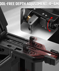 Close-up of tool-free depth adjustment on 2 In 1 Pneumatic Brad Nailer And Stapler 18 Gauge Air Nail Gun For Upholstery And Woodworking