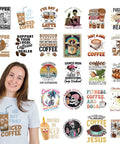 Funny Coffee Iron On Transfers Set With 24 Sheets Ready To Press DTF Patches For T Shirts Clothes DIY Crafts Bags Pillows